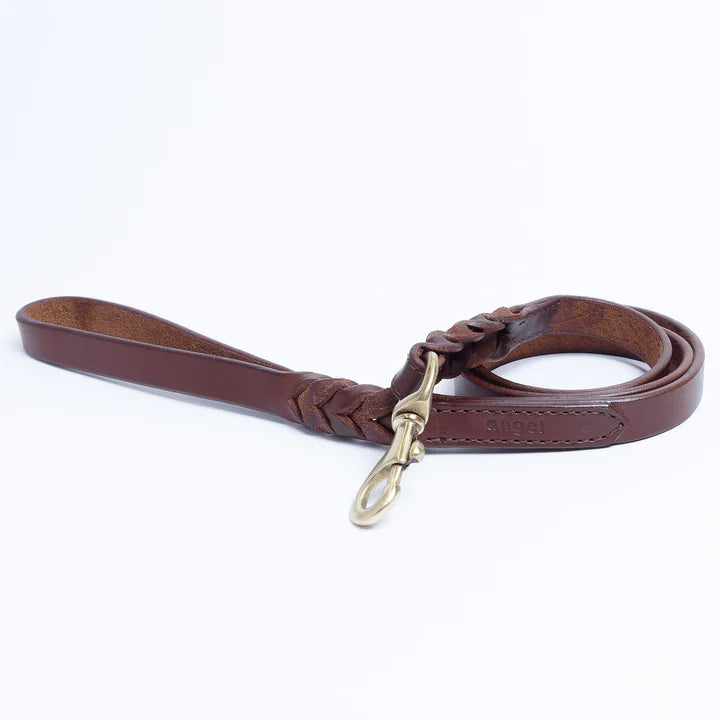 ANGEL "Braided" Leather Leash 48" x 3/4" (Brown)