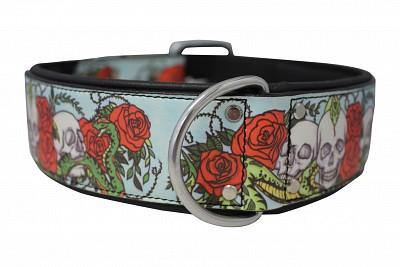 ANGEL "Skull & Rose" Leather Collar 20" x 1" (Black)  LAST ONE