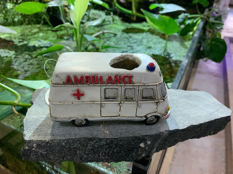 Ambulance Polyresin Aquarium Ornament  - 5" x 2.5" x 2.75"