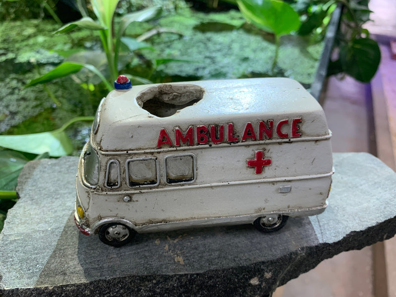 Ambulance Polyresin Aquarium Ornament  - 5" x 2.5" x 2.75"