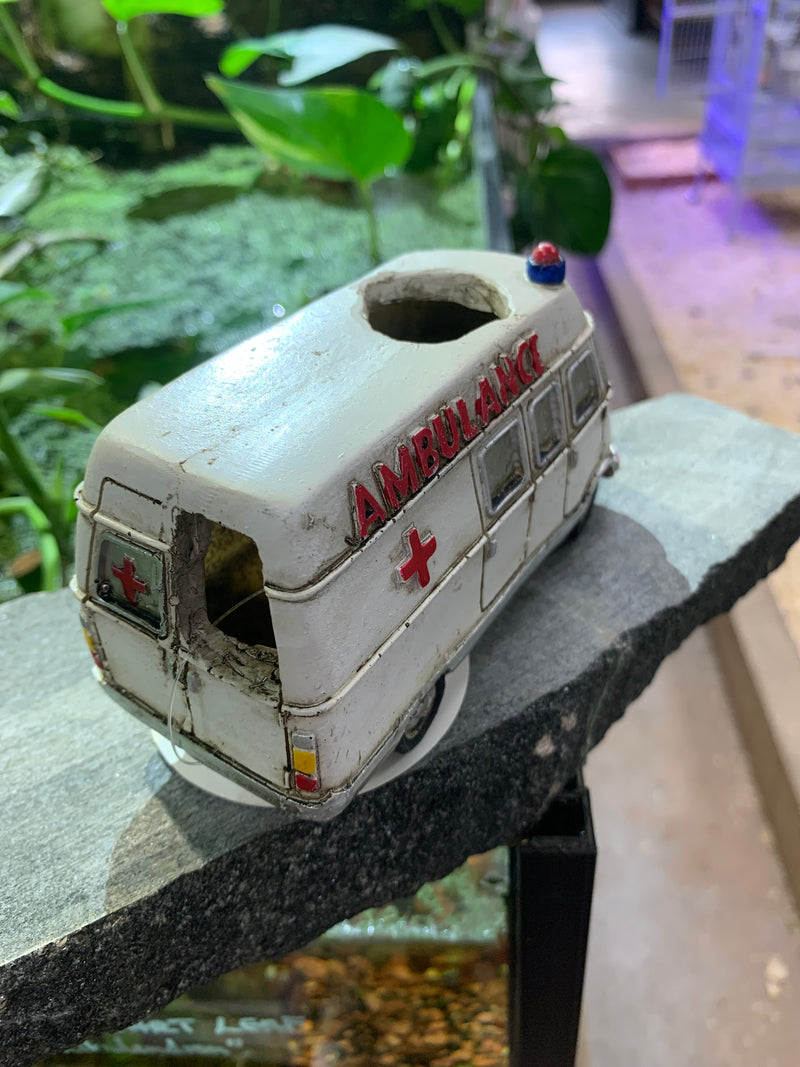 Ambulance Polyresin Aquarium Ornament  - 5" x 2.5" x 2.75"