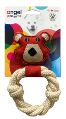 Angel "Playtime" Suede Bear & Rope Natural Dog Toy XS-SM