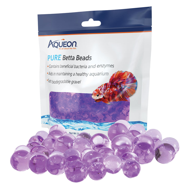 Aqueon Pure Betta Beads - Purple - 350 ml - Beneficial Bacteria & Enzymes