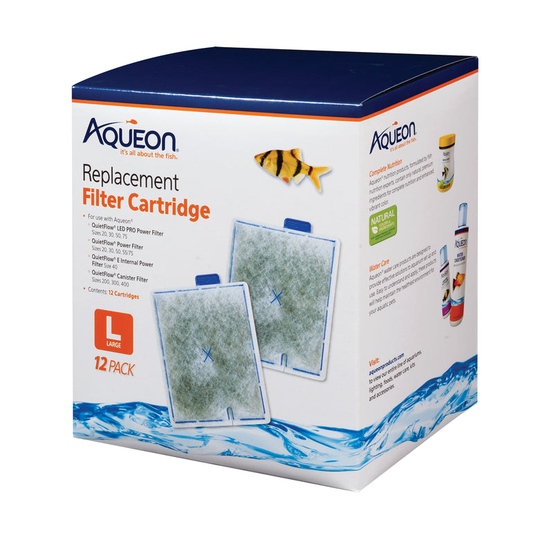 Aqueon Filter Cartridge - Large - 12 Pack ~ Replacement Filter Media