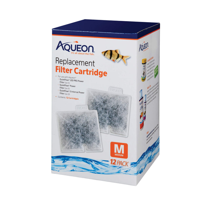 Aqueon Filter Cartridge -Medium - 12 Pack ~ Replacement Filter Media