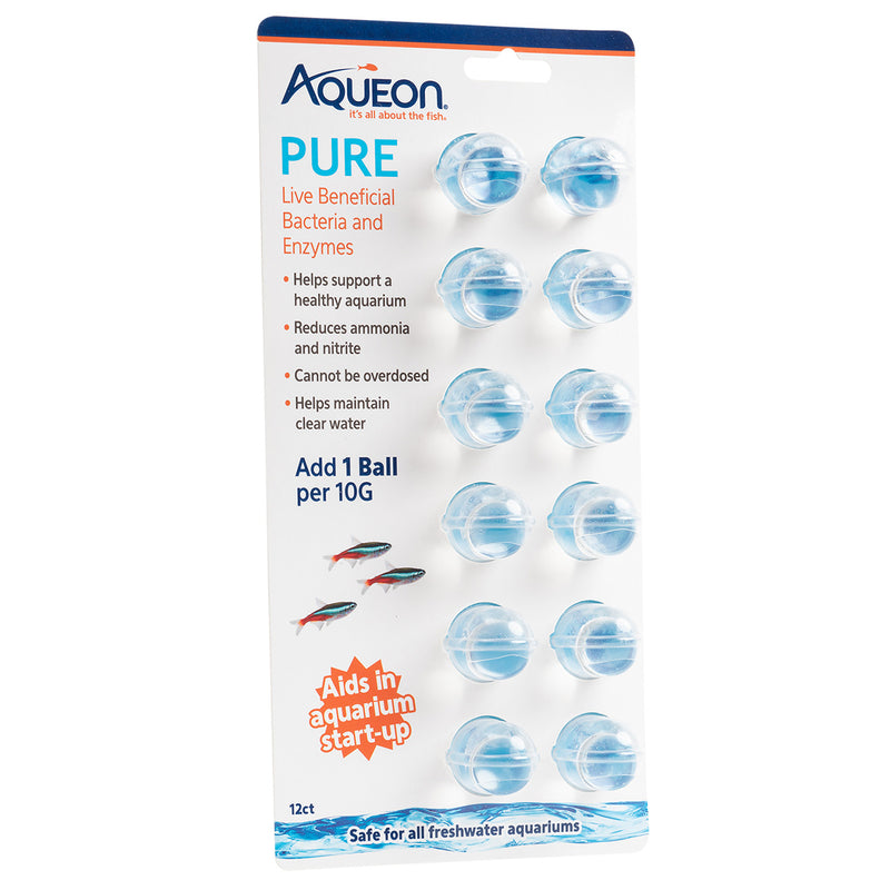 Aqueon PURE Live Beneficial Bacteria and Enzymes - 12 Pack - Aids in Aquarium Startup