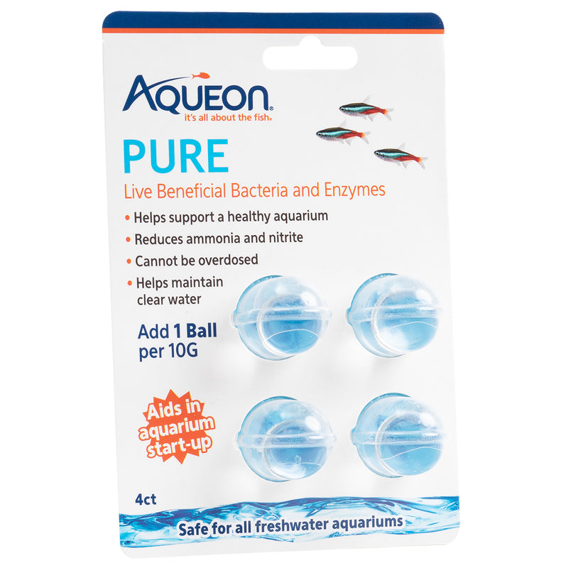 Aqueon PURE Live Beneficial Bacteria and Enzymes - 4 pack - Aids in Aquarium Startup