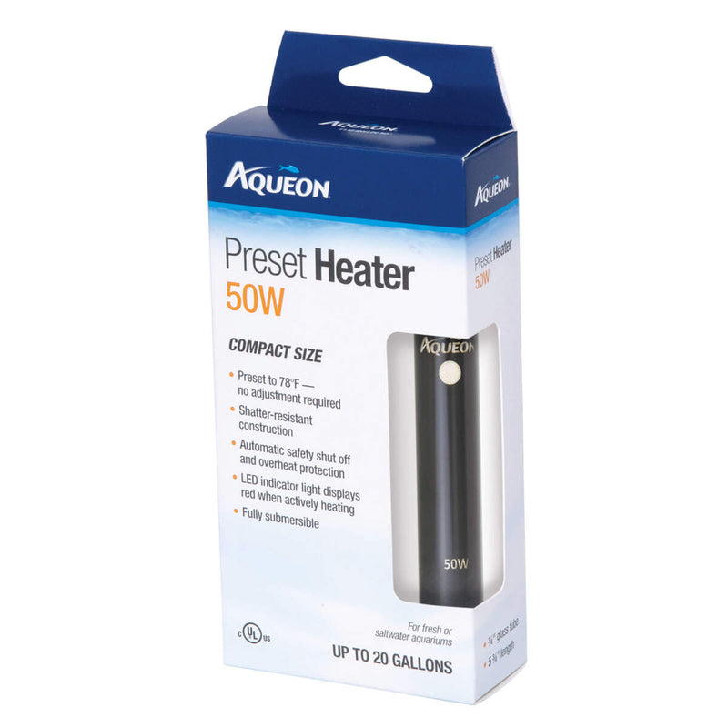 Aqueon Aquatic Preset Heater - 50w - Ideal for Aquariums Up To 20 Gallons