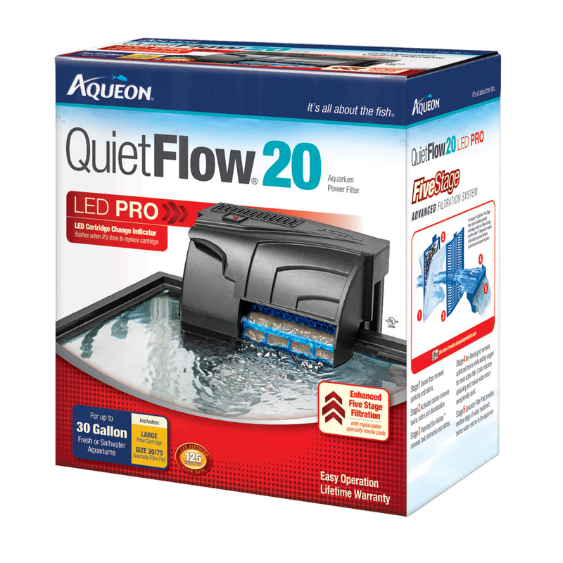 Aqueon QuietFlow LED Pro Aquarium Power Filter - 20