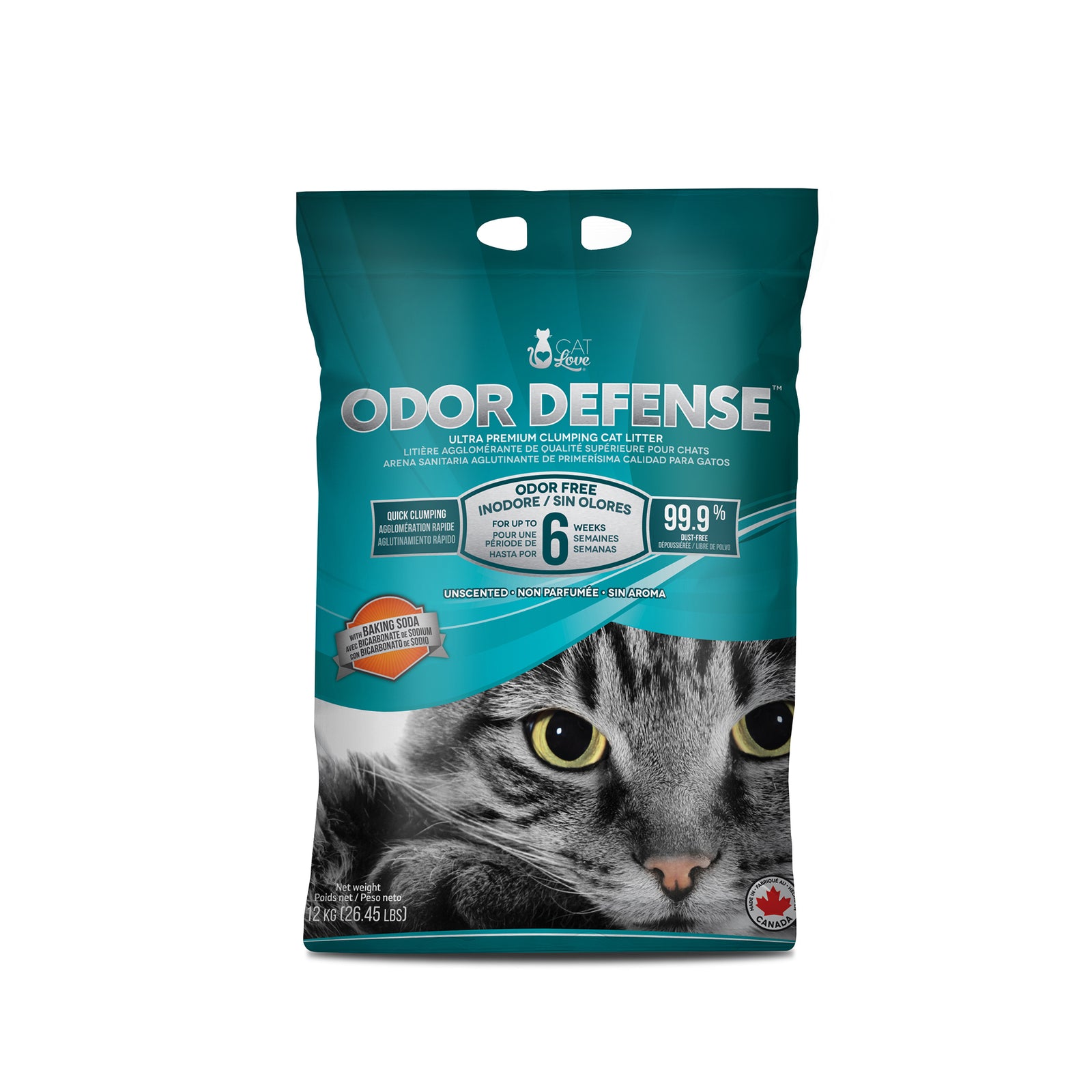 Cat Love Odor Defense Unscented Premium Clumping Cat Litter - 12 kg (2
