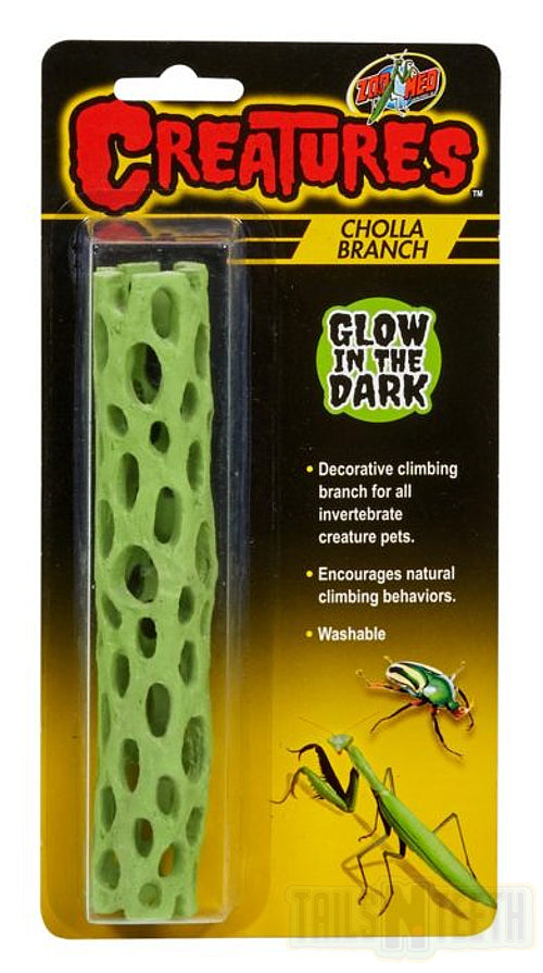 Zoo Med Creatures Cholla Branch 6" - Washable Climbing Branch - Glow-in-the-Dark