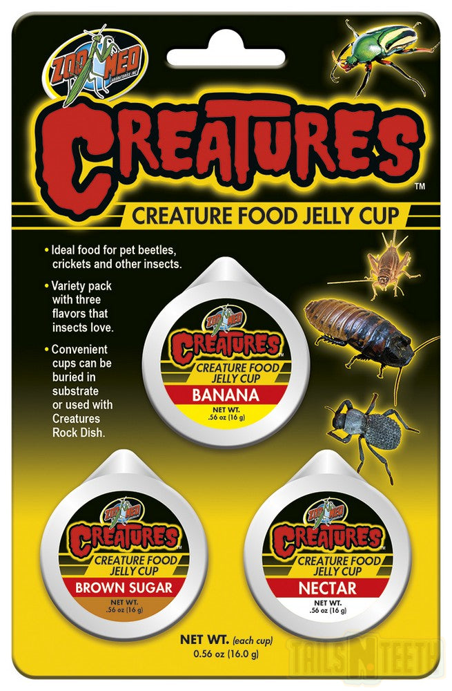 Zoo Med Creatures Food Jelly Cups 3x16g - Food for Beetles, Crickets, Other Bugs