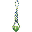 Dogit Dog Knotted Rope Toy- Multi colored Spiral Tug with Tennis Ball