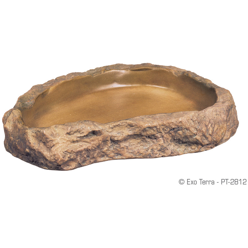 Exo Terra Granite Rock Feeding Dish - Medium - Natural Look - Easy To Clean