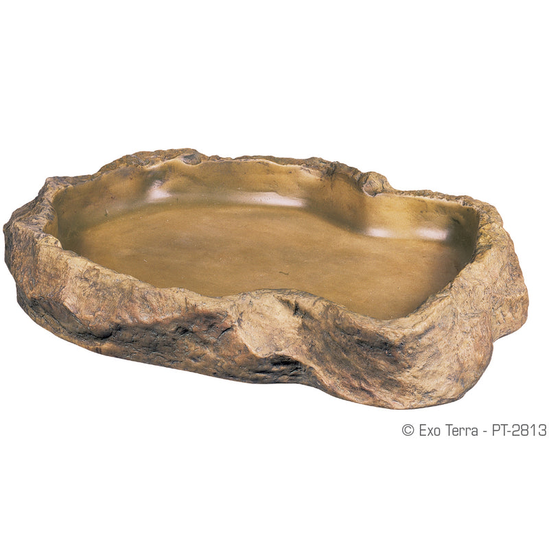 Exo Terra Granite Rock Feeding Dish - Large - Natural Look - Easy To Clean