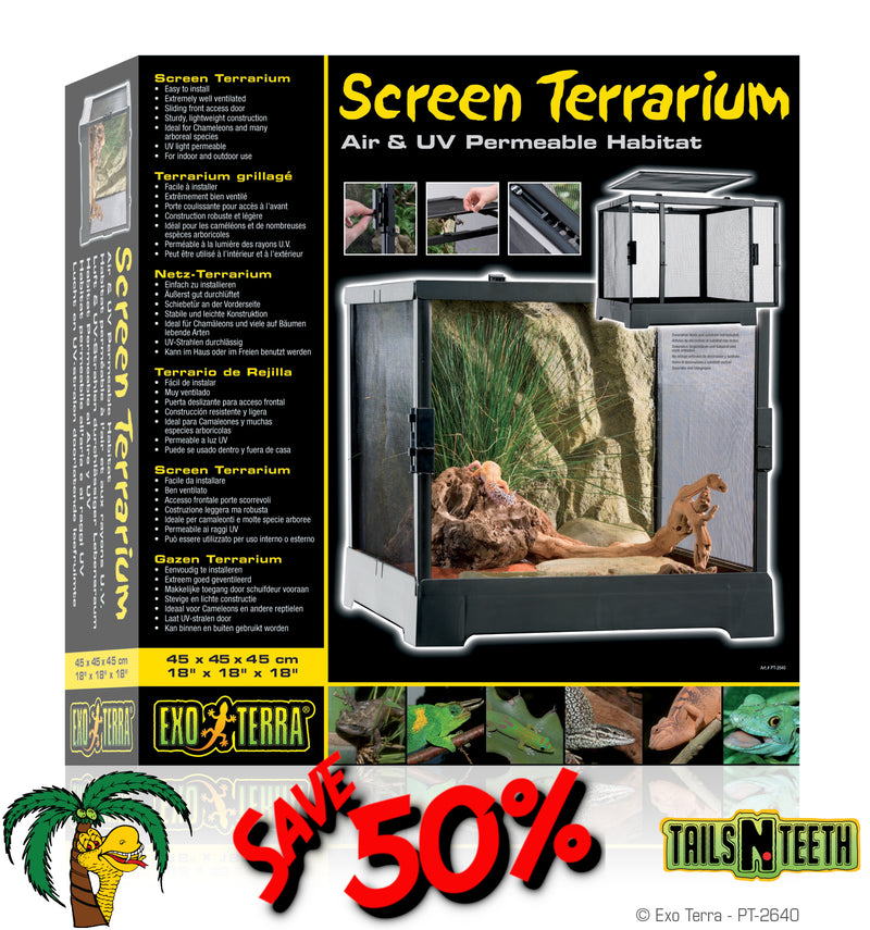 Exo Terra SCREEN Terrarium - 45 x 45 x 45cm 18" x 18" x 18" PT2640