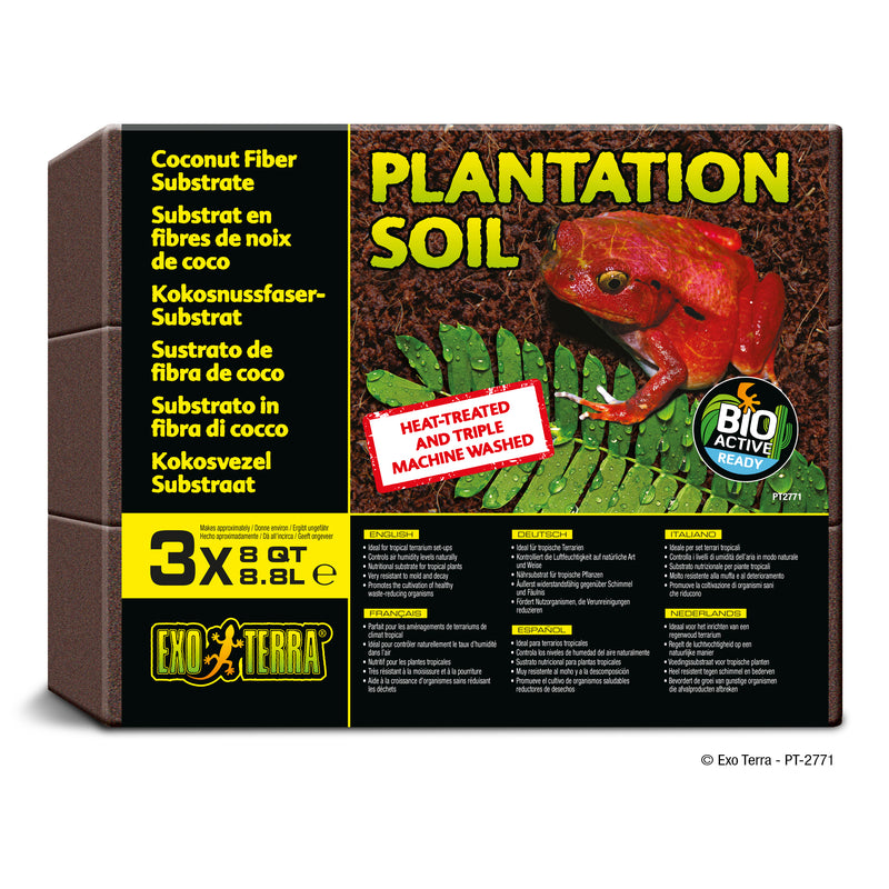 Exo Terra Plantation Soil - 3 Bricks x 8 qt/8.8L - Heat Treated - Triple Washed