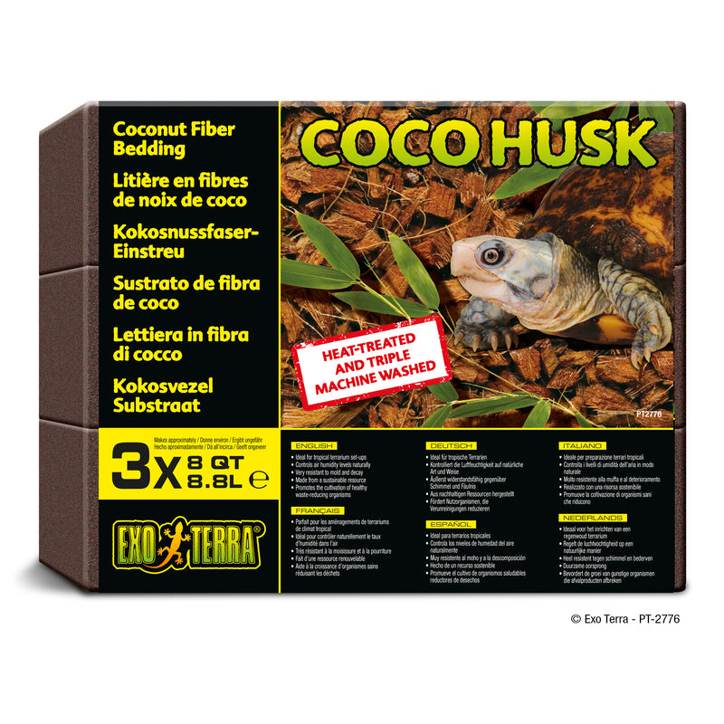 Exo Terra Coco Husk - Bricks - 3x 8 QT (3x 8.8 L) - Ideal For Tropical Terrarium Set-Ups