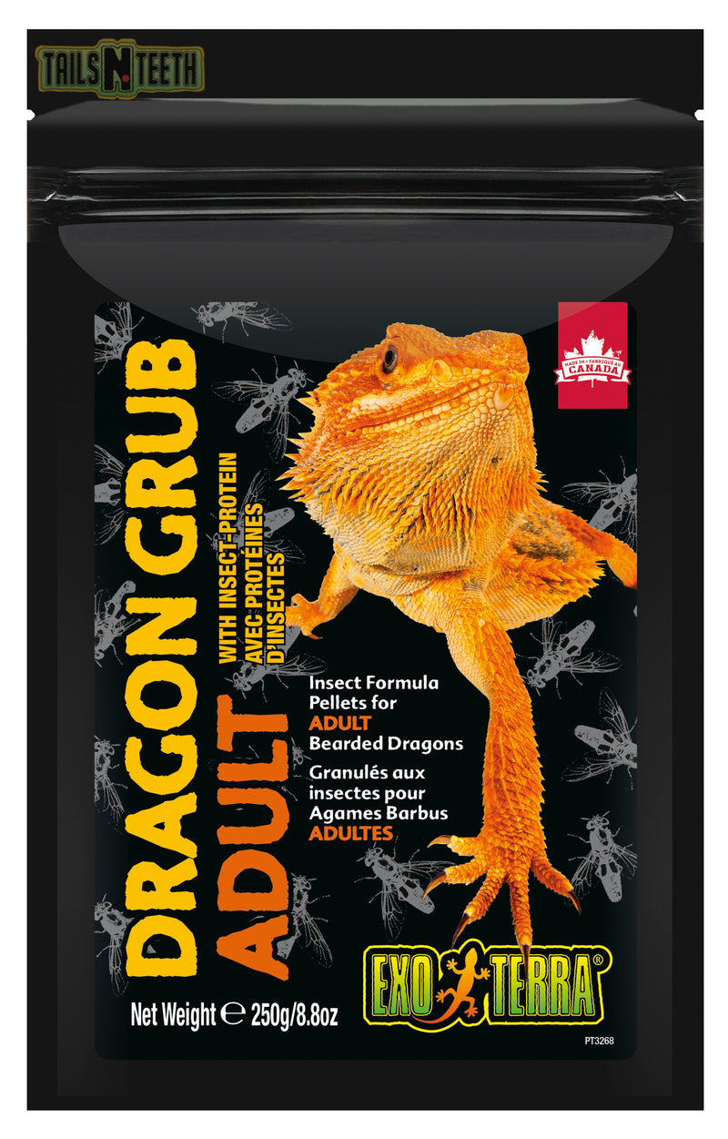 Exo Terra Dragon Grub Insect Formula Pellets for Adult Bearded Dragons - 250g