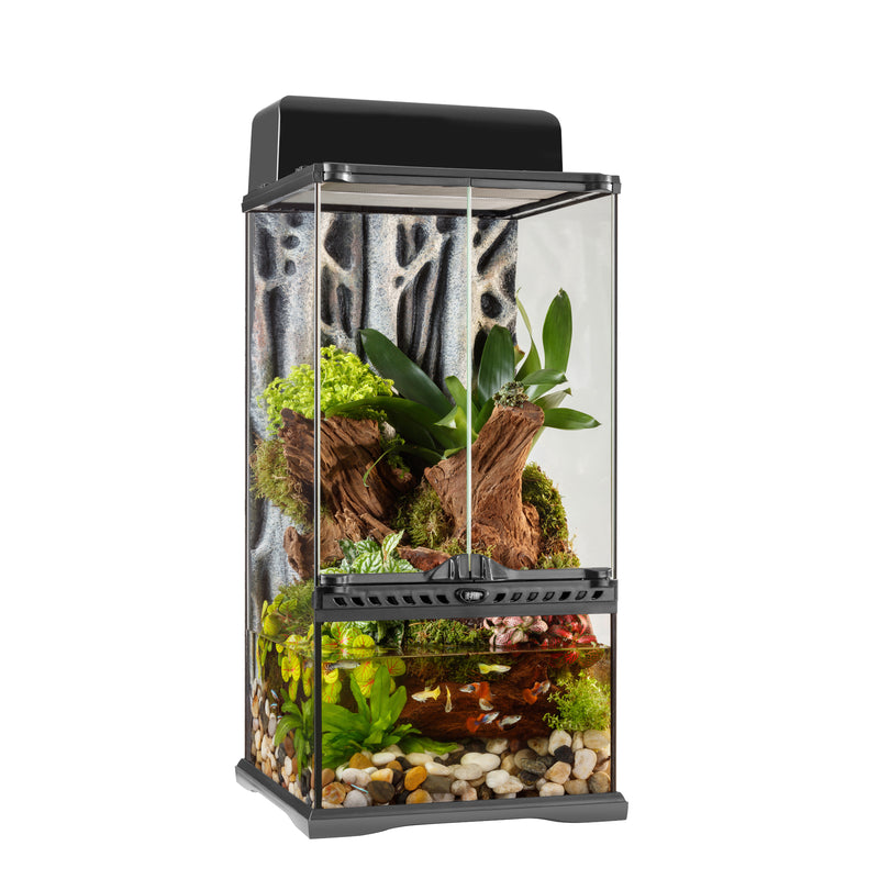 Exo Terra Advanced Paludarium & Rainforest Terrarium - Mini X-Tall - 30 W x 30 D x 60 H cm (12” x 12”x 24”)