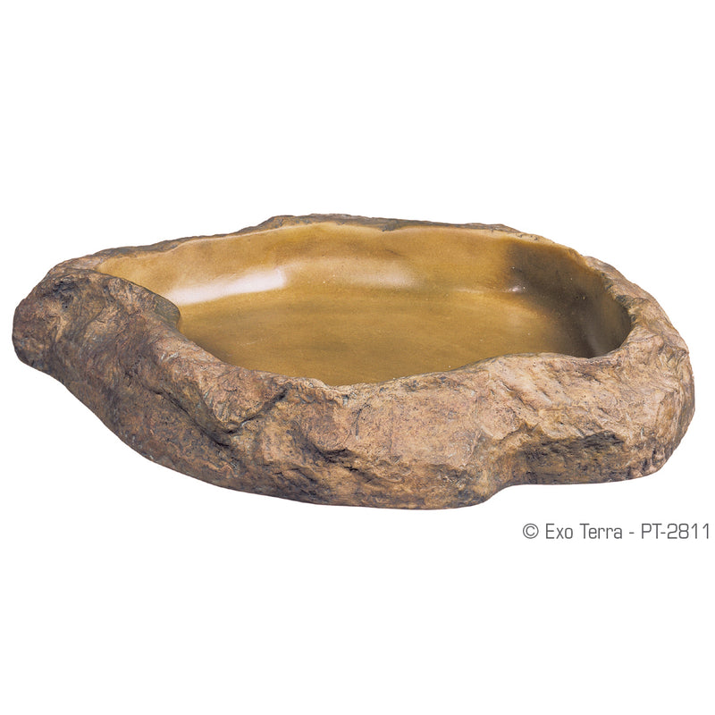 Exo Terra Granite Rock Feeding Dish Medium- Natural Look - Easy To Clean