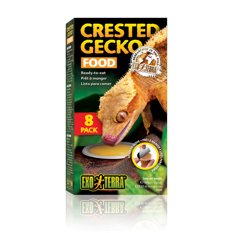 Exo Terra Crested Gecko Food Cups - 8 pack - 8 x 12.5g Cups - Ready-To-Serve