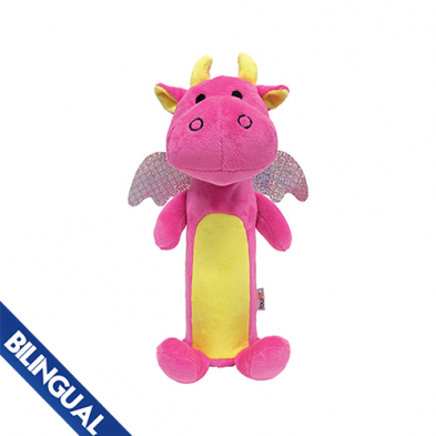 FOUFOUBRANDS DRAGON PLUSH CRUNCHER DOG TOY PINK