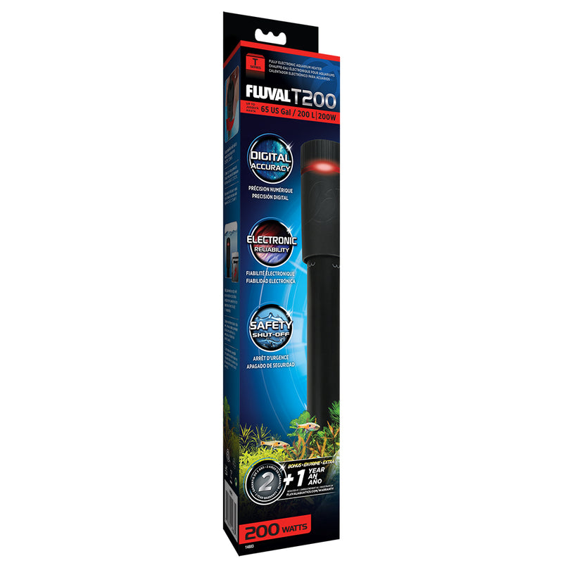 Fluval T Series 200 (T200) Fully Electronic Aquarium Heater, 200W, up to 65 US Gal / 200 L