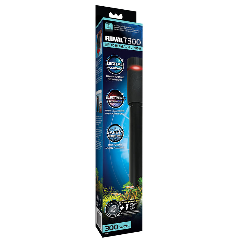 Fluval T Series 300 (T300) Fully Electronic Aquarium Heater, 300W, up to 80 US Gal / 300 L