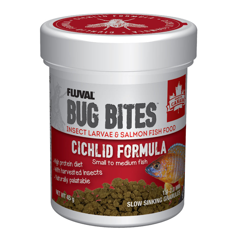 Fluval Bug Bites Cichlid Formula S-M 45g ~ 1.4-1.6mm Sinking Granules