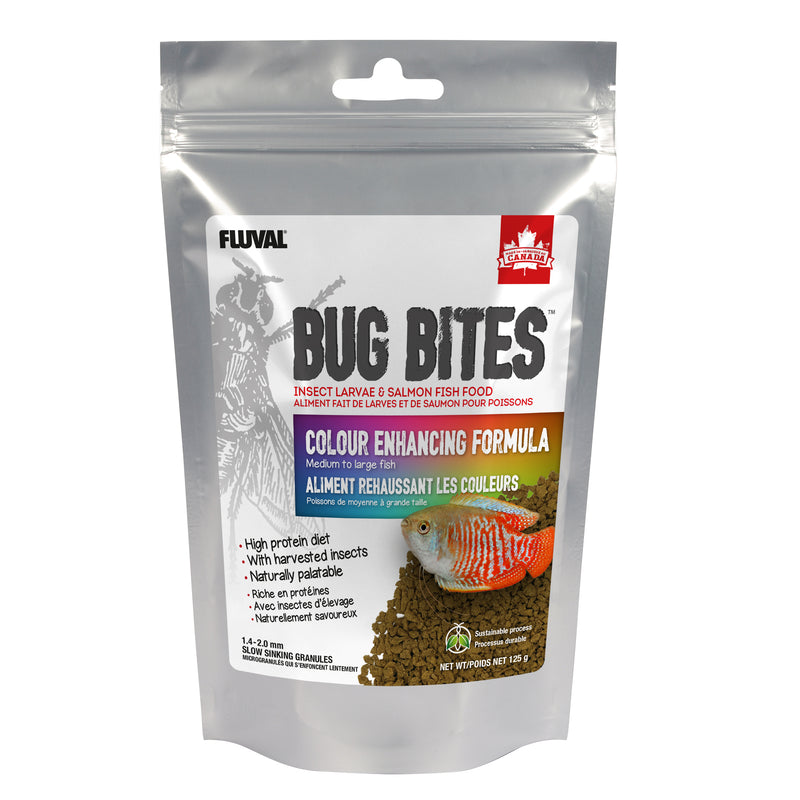 Fluval Bug Bites Colour Enhancing Formula M-L 125g - 1.4-2.0mm Sinking Granules