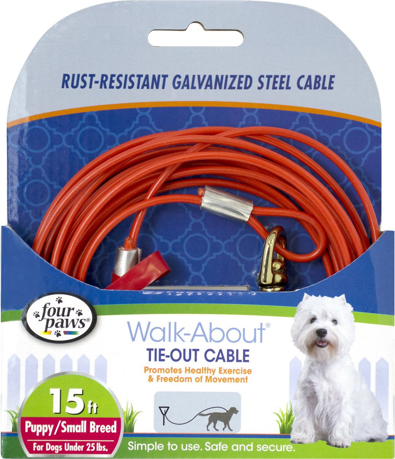 FOUR PAWS® TIE-OUT CABLE PUPPY ORANGE 15'