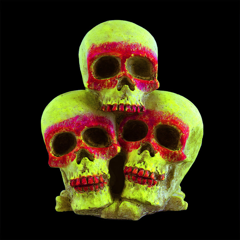 Glowing Three Skull - "Glow in the Dark" Aquarium / Reptile Ornament