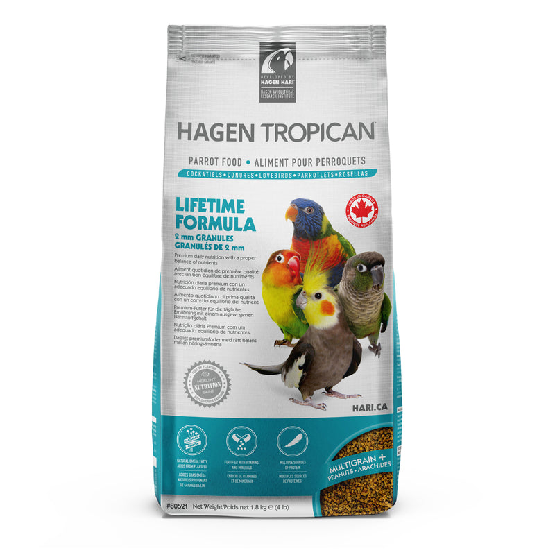 Tropican Lifetime Formula Granules for Cockatiels - 1.8 kg (4 lb) - Made in Canada