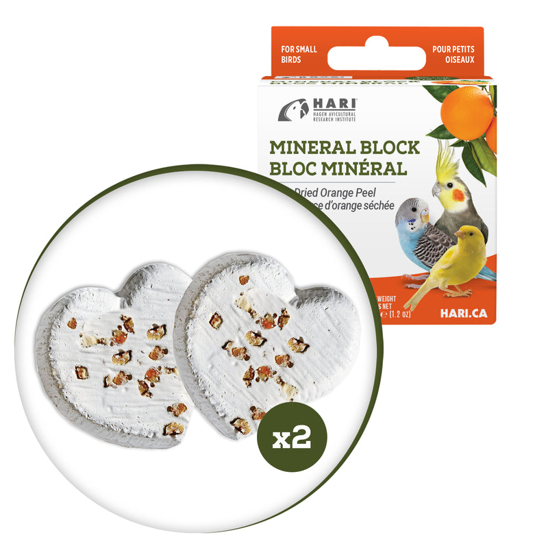 HARI Mineral Block for Small Birds - Dried Orange Peel - 35 g - 2 pack