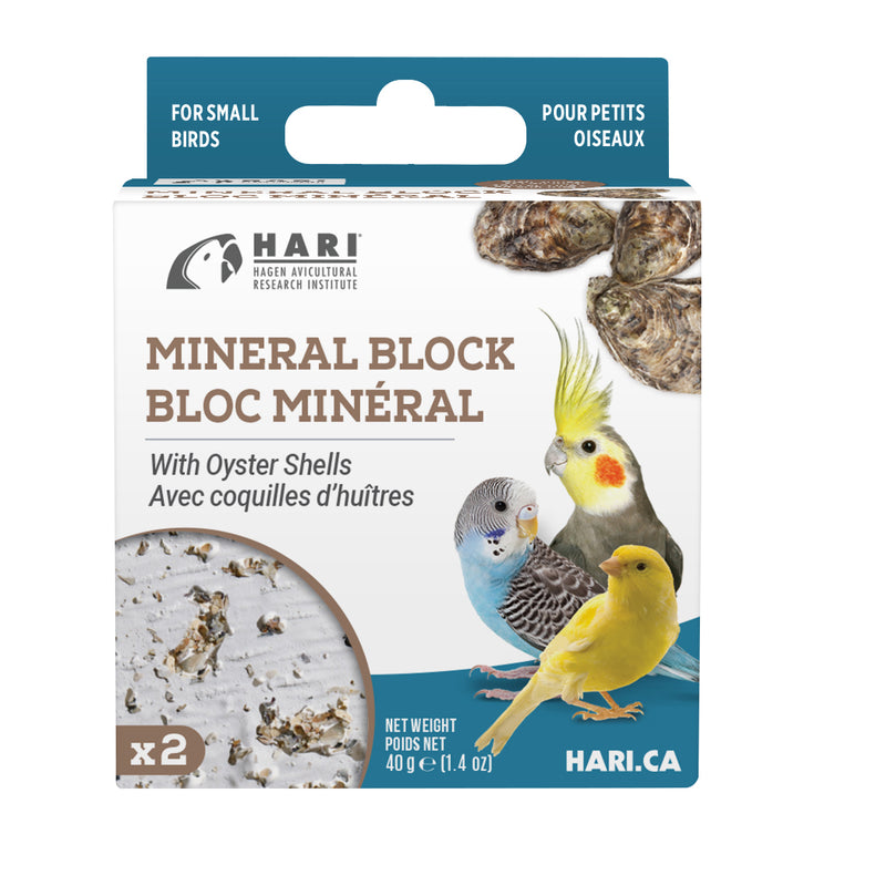 HARI Mineral Block for Small Birds - Oyster Shells - 40 g - 2 pack