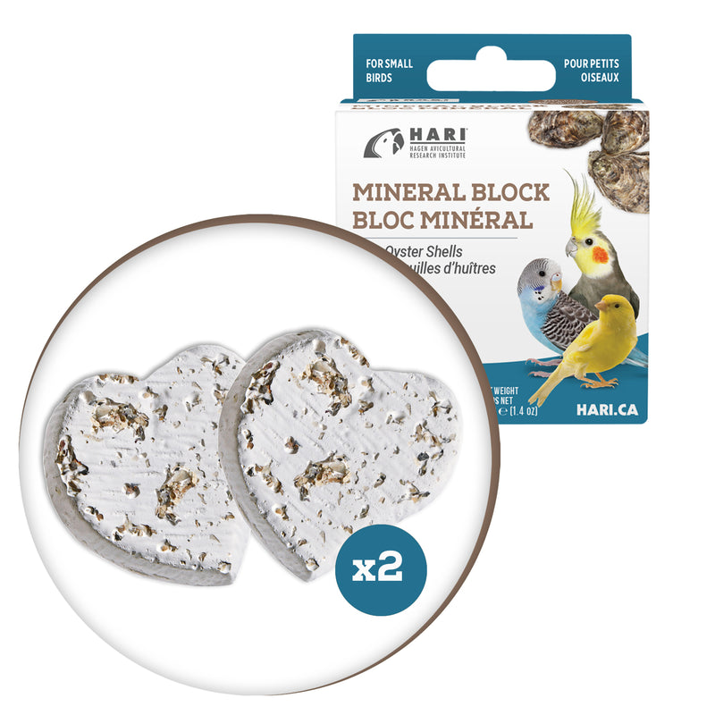 HARI Mineral Block for Small Birds - Oyster Shells - 40 g - 2 pack