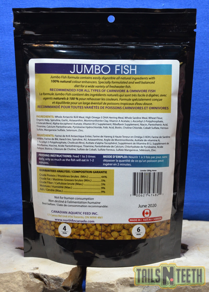 NorthFin Jumbo Fish - 4mm Pellet 250g - Premium Fish Food - Made in Canada