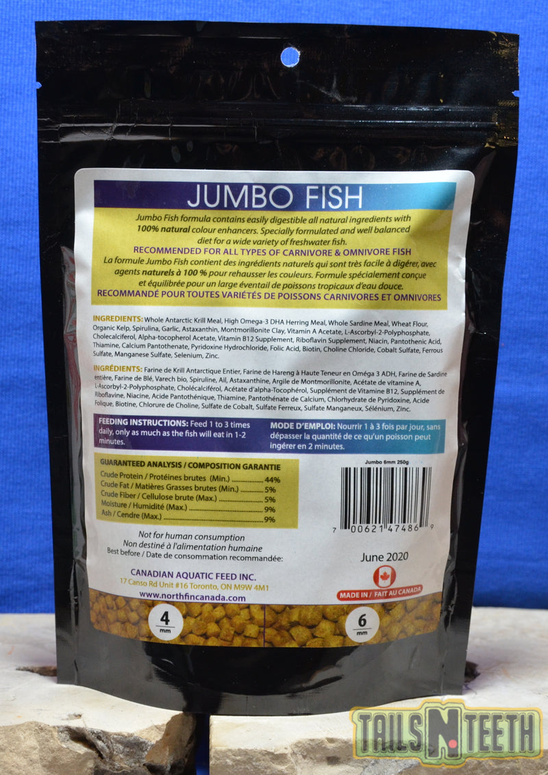 NorthFin Jumbo Fish - 6mm Pellet 250g - Premium Fish Food - Made in Canada