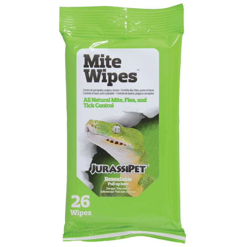 JurassiPet Mite Wipes - 26 Wipes - All Natural Mite, Flea, and Tick Control