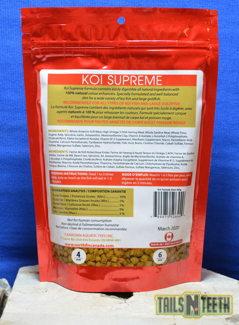 NorthFin Koi Supreme - 4mm Pellet 250g - Premium Fish Food - Made in Canada