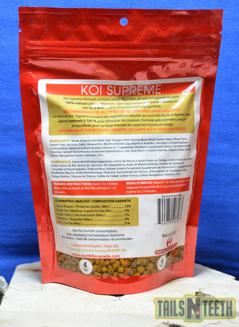 NorthFin Koi Supreme - 6mm Pellet 250g - Premium Fish Food - Made in Canada