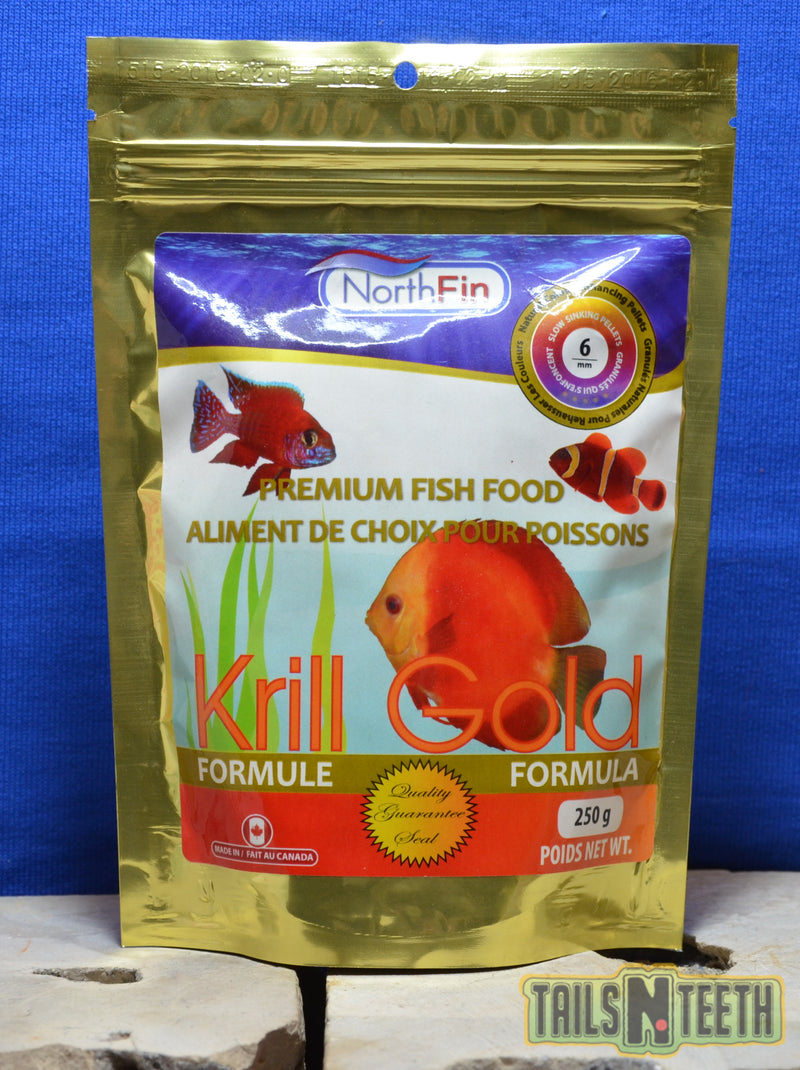 NorthFin Krill Gold - 6mm Pellet 250g - Premium Fish Food - Made in Canada