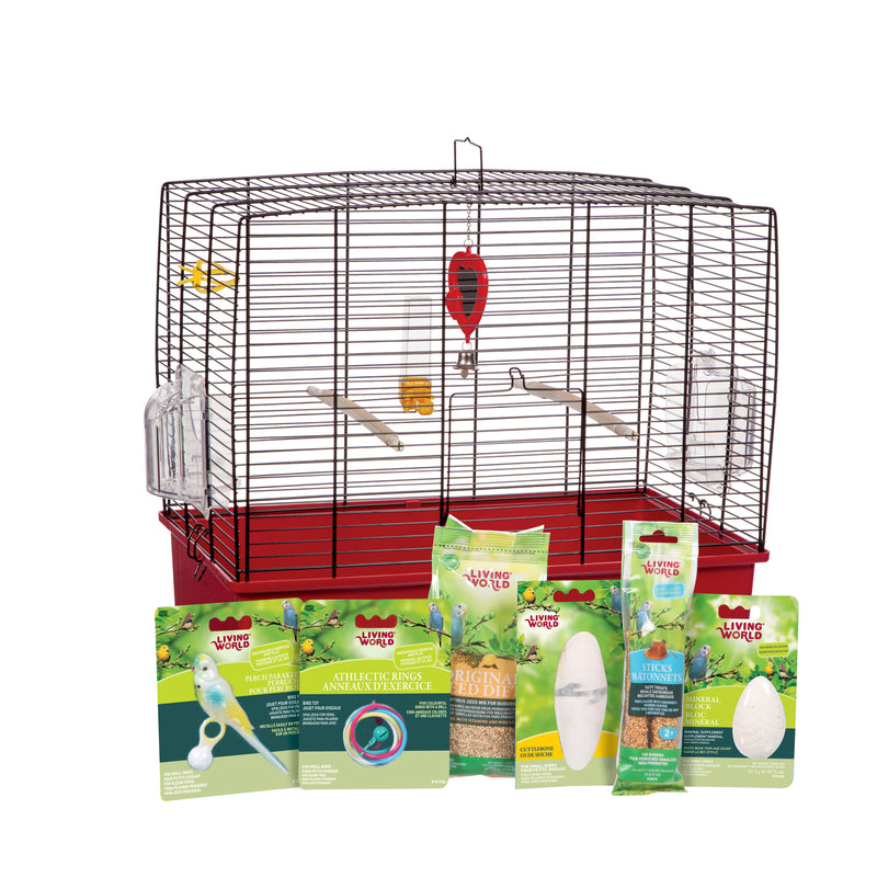 Living World Deluxe Budgie Starter Kit - 50 cm L x 30 cm W x 48 cm H (19.7in x 11.8in x 18.9in)