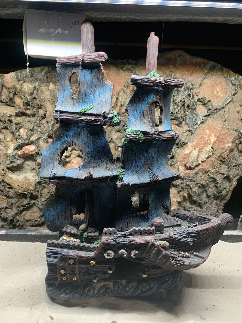 Large Half Pirate Ship (Atlantic Schooner) Aquarium Ornament