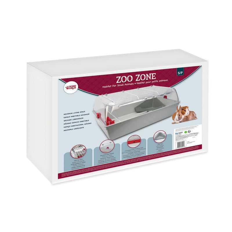 Living World Zoo Zone - Gray/Burgundy - Small - 71 cm L x 45.5 cm W x 32.5 cm H (28 x 18 x 12.7 in)