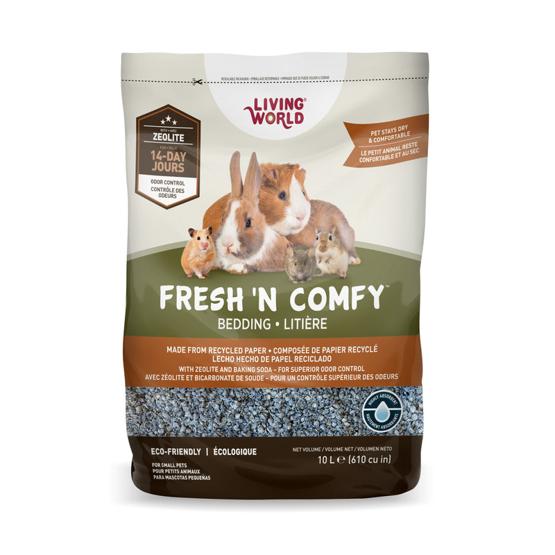 Living World Fresh ‘N Comfy Small Animal Bedding - Paper based litter Blue - 10 L (610cu in) - Paper based litter Eco-Friendly Premium Bedding