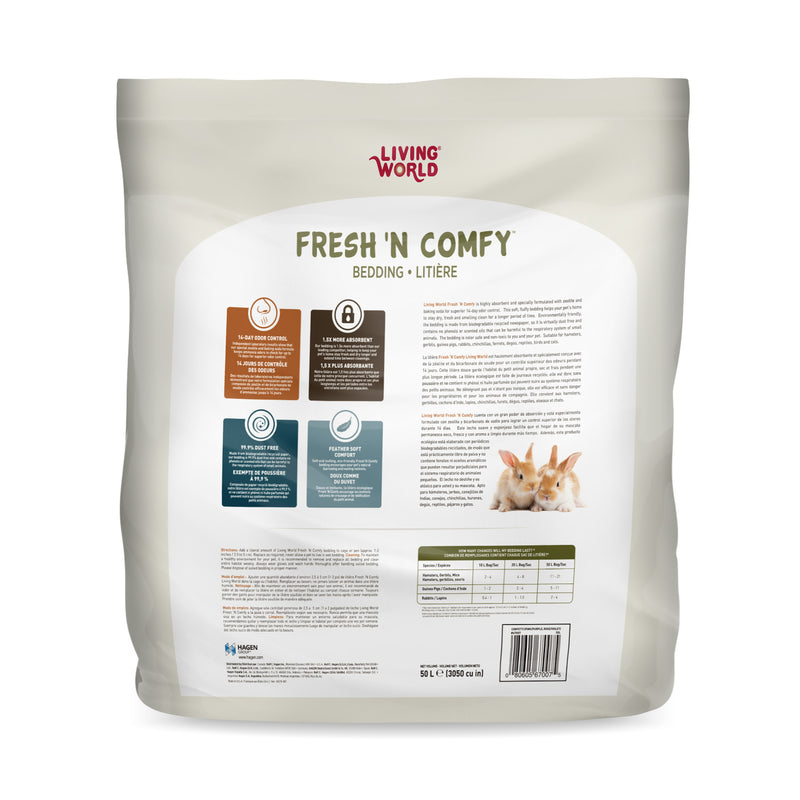 Living World Fresh ‘N Comfy Small Animal Bedding - Paper based litter Confetti - 50 L (3050cu in) - Eco-Friendly Premium Bedding