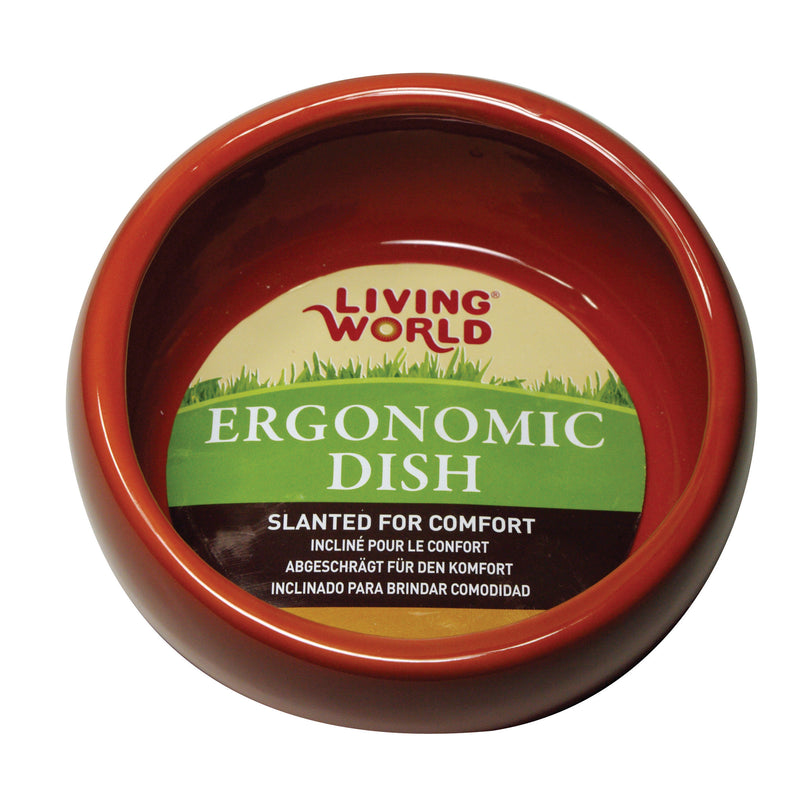 Living World Ergonomic Dish - Small - 120 mL (4.22 oz) - Terra Cotta/Ceramic