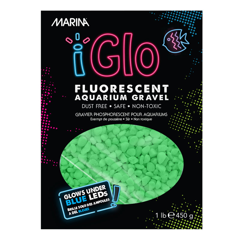 Marina iGlo Fluorescent Aquarium Gravel - Green - 450 g (1 lb)